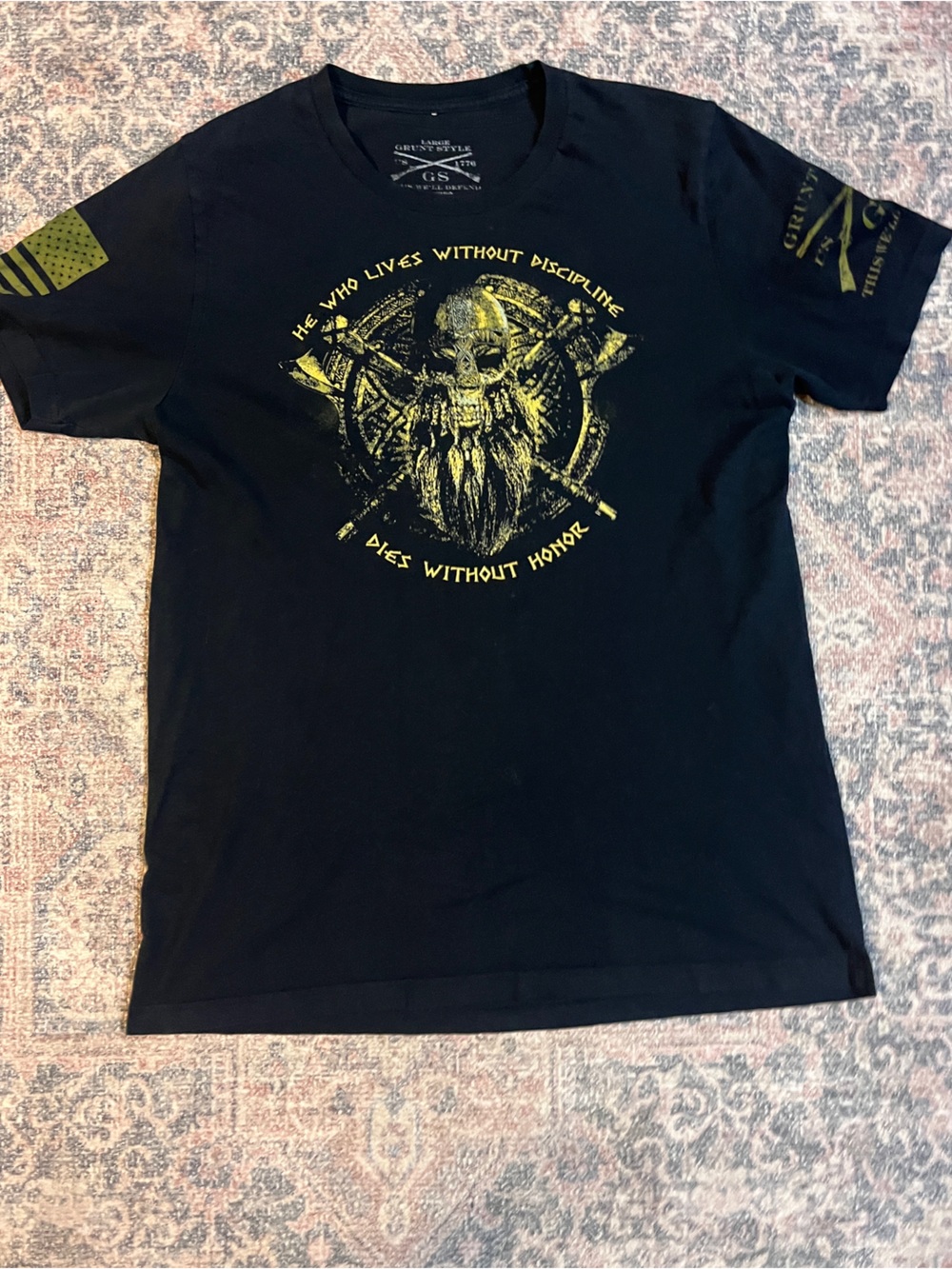 Mens black discipline honor patriotic veteran Grunt Style T Shirt Large
